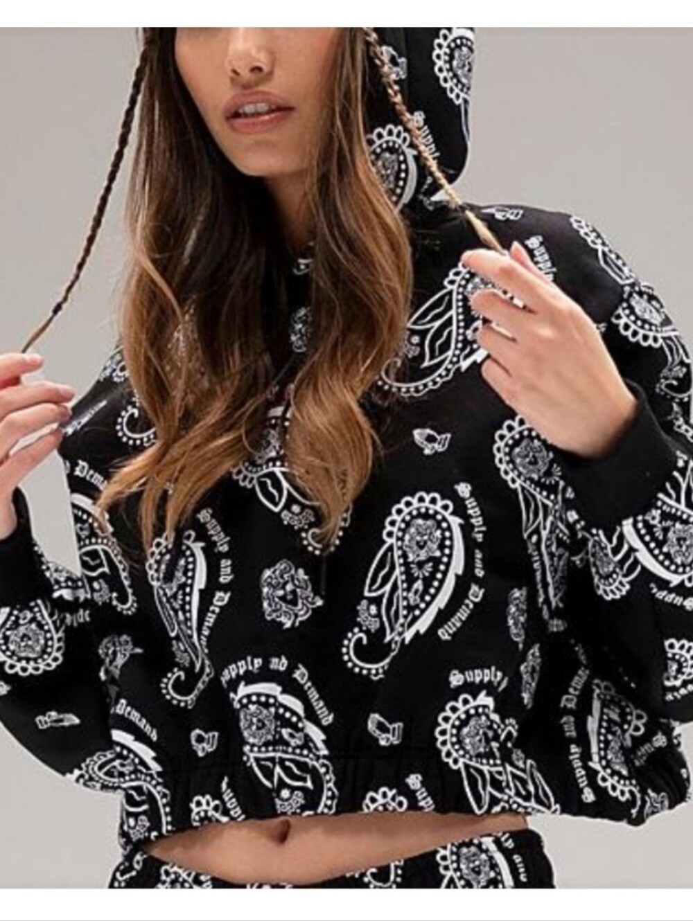 Paisley Cropped Hoodie